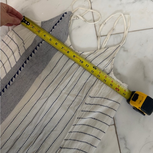 SAYLOR women’s large navy white tassel fringe maxi spaghetti strap maxi dress - Picture 9 of 9